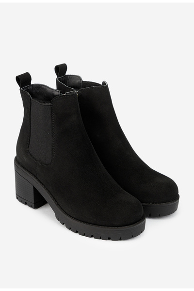 Dasha Botine dama negre din piele intoarsa