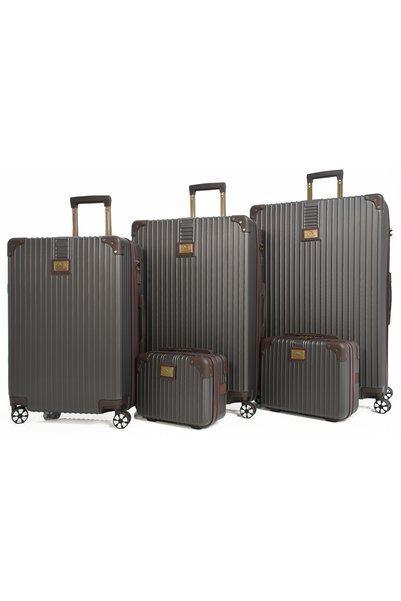 MORANO Shockproof and Drop Resistant Abs Luggage Sets 7-Piece Set Beige and Brown Hard-Shell Travel Luggage Sets