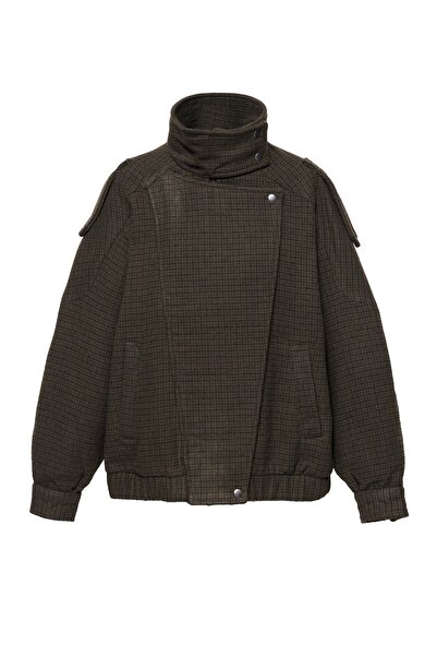 Pull & Bear Kareli boxy kaşe ceket