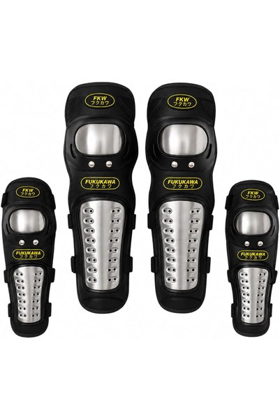 FUKUKAWA Motorcycle Knee & Elbow Protection Kit – 4pcs Stainless Steel Knee P...