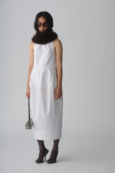 Suud Collection فستان أبيض على شكل بالون من إنيا
