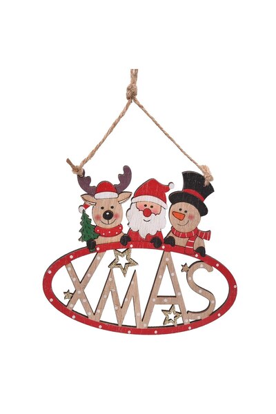 DD SHOP Ornament Brad de Craciun Tablita din Lemn XMas Mos Craciun Cerb Om de...