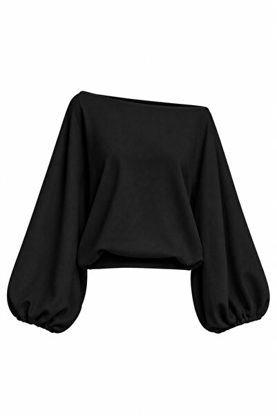 Bade Butik Crna bluza sa šišmiš rukavima