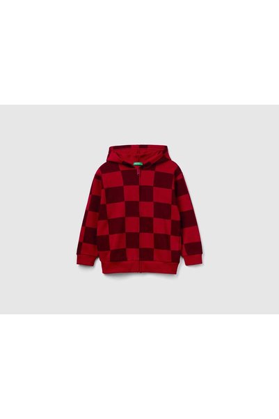United Colors of Benetton Black and White Checkered Hoodie