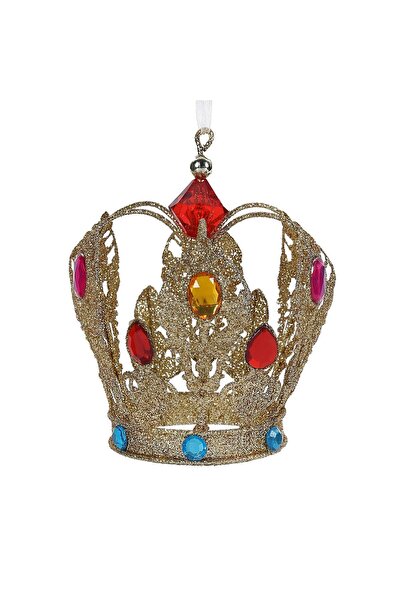 DD SHOP Ornament Brad de Craciun Coroana cu Glitter Auriu & Pietre Colorate Ø...