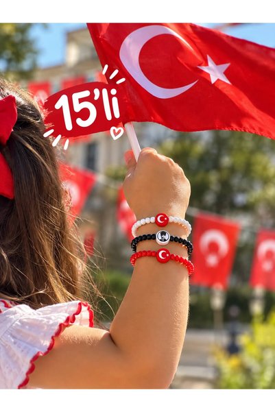 Karlay 15'li Çocuk Kum Boncuk Bileklik Türk Bayrağı & Atatürk 23 Nisan / 19 M...
