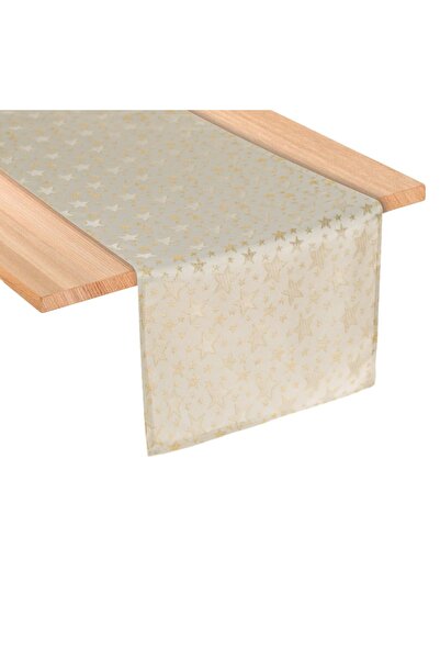 DD SHOP Runner Decorativ de Craciun Ecru cu Stele Aurii 160X33m - Naproane