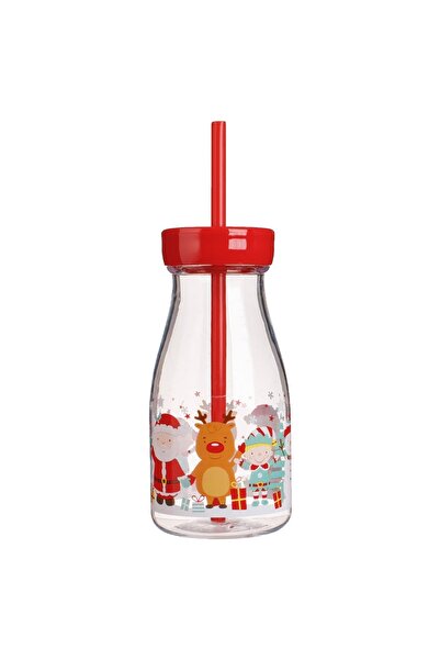 DD SHOP Sticla de Craciun din Plastic Transparent cu Figurine Capac & Pai 400ml