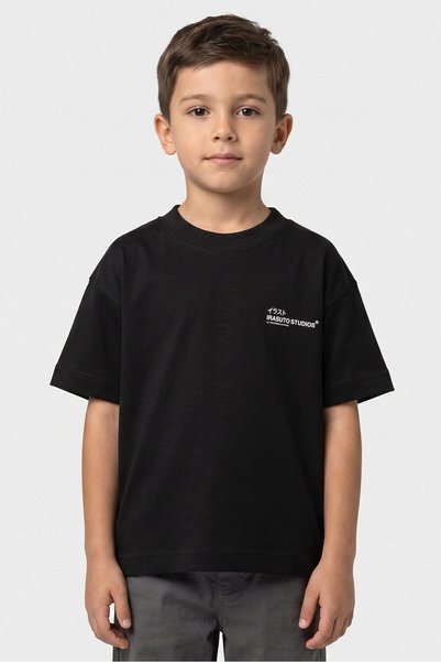 Irasuto Studios Kids Boy Short Sleeve Brand Logo T-shirt, Black