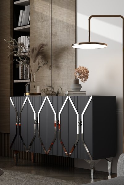Dekortis Home Dekor 120DHDK11AG ELİSA LAZER PLEKSİ DESEN KAPAKLI KONSOL TV SE...
