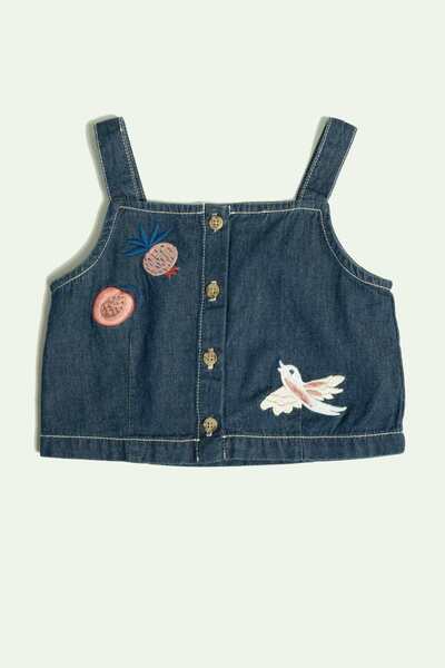 Gingersnaps Girls' Denim Strap Top and Skirt Set