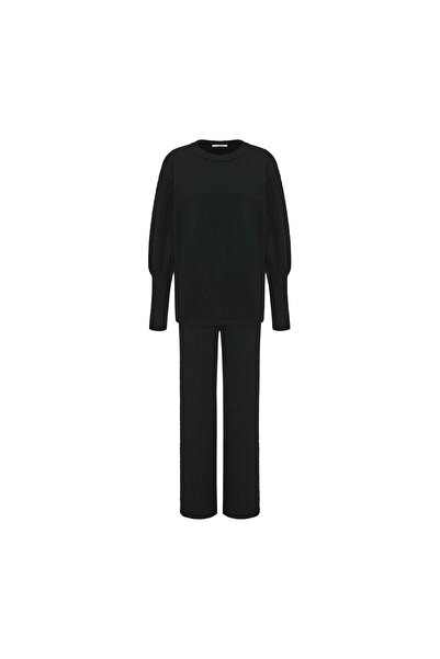 menta Plain Long Trousers And Long-Sleeved Jacket Set