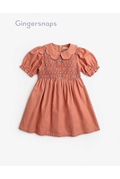 Gingersnaps Girls' Embroidered Flared Half-Sleeve Dress
