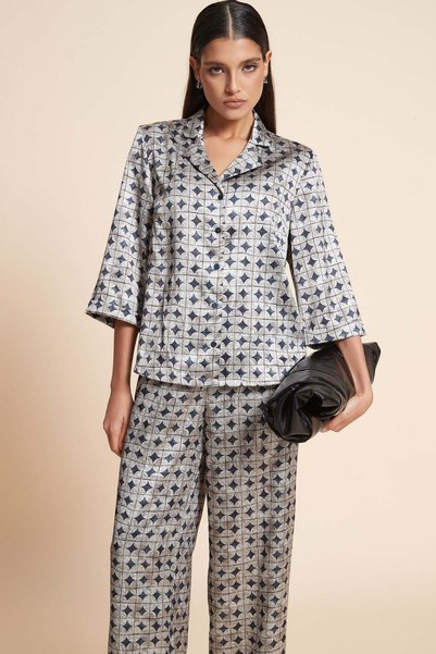 menta Women's Patterned 3/4-Sleeve Blouse