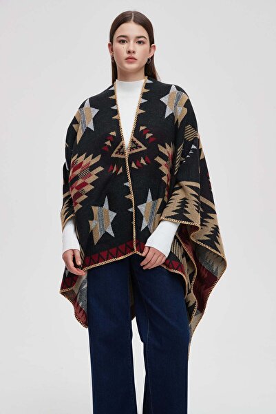 menta Printed Side Slit Poncho