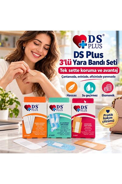DS PLUS 3’lü Yara Bandı Seti – Hassas, Su Geçirmez ve Ekonomik Yara Bandı