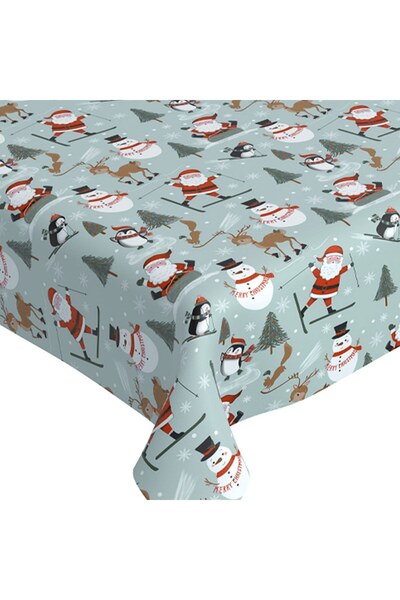 DD SHOP Fata de Masa Decorativa Plastifiata Verde Fistic cu Figuri de Craciun...
