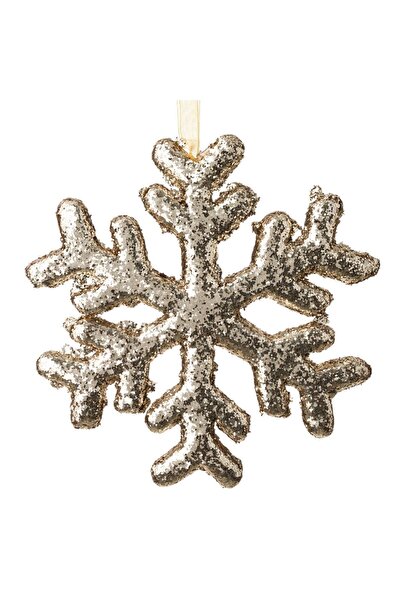 DD SHOP Ornament pentru Brad de Craciun din Spuma Fulg Bej Glitter 18cm