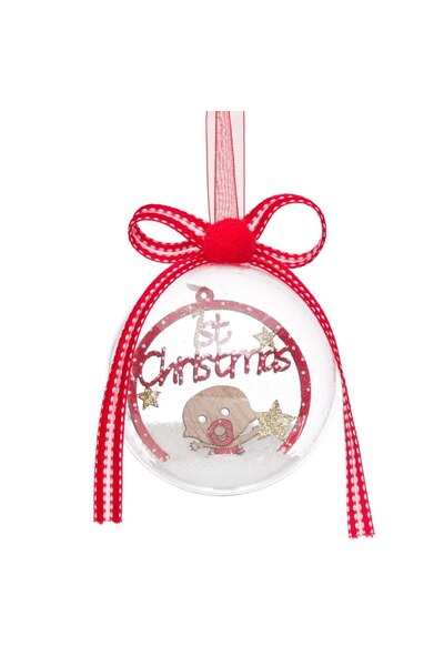 DD SHOP Ornament Brad de Craciun Glob Transparent "Baby's 1st Christmas" 11cm