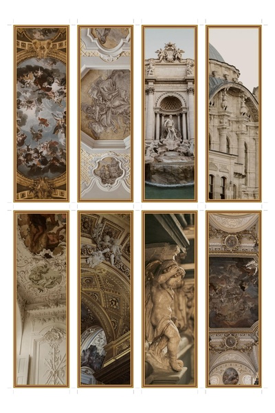 OEM Bookmarks Set of 8 with baroque art theme, elegant, premium cardboard