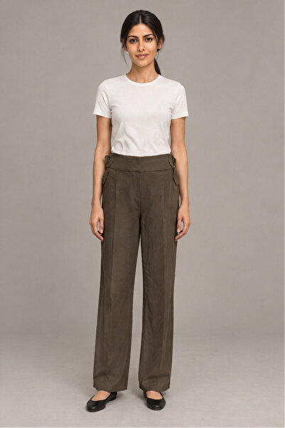 Yola High-Waist Formal Trousers with Side Details