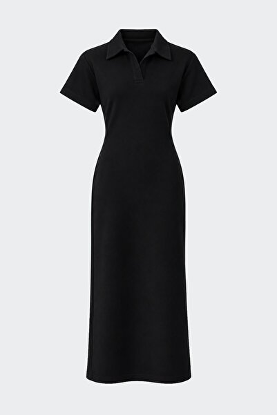 Suud Collection Black Raine Polo Collar Dress