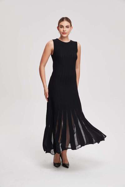 Livia Sleeveless Midi Dress With A Sheer Hem