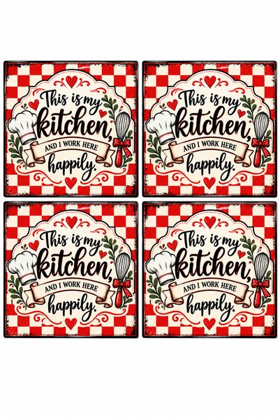 GÖKÇEOĞLU Glass Coaster |   Kitchen |   4-Piece Set |   10cm X 10cm