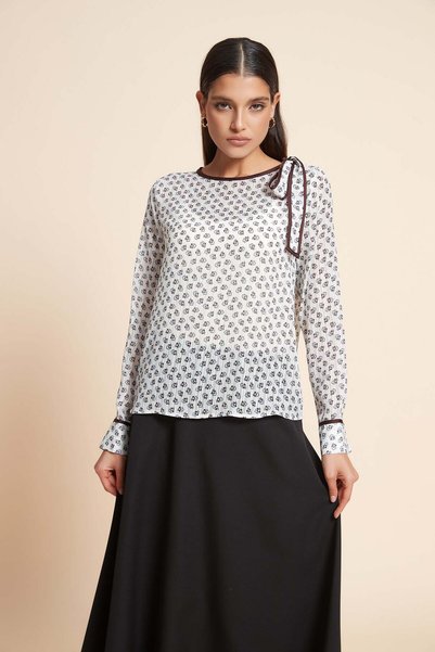 menta Patterned Long-Sleeved Top