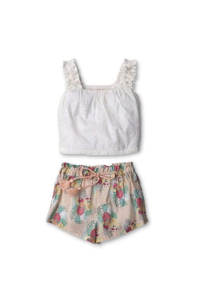 Gingersnaps Girls Printed Drawstring Shorts Set