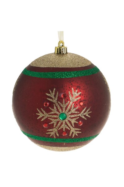 DD SHOP Ornament Brad de Craciun Glob Bordo Sampaniu cu Glitter Fulgi & Pietr...