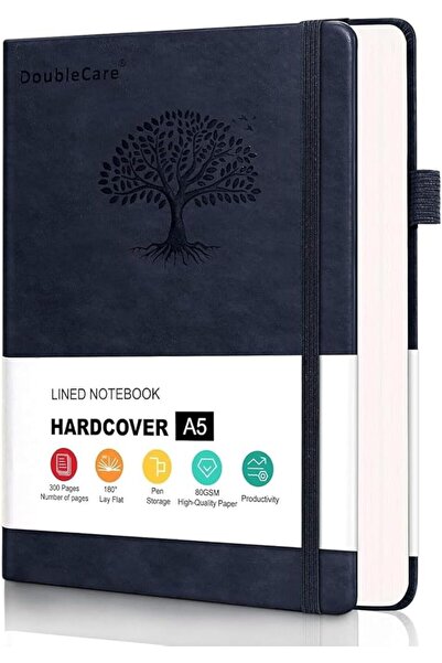 DoubleCare 300 Pages Hardcover Notebook, A5 Leather Thick College Ruled Journ...