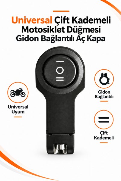 C9 Universal Çift Kademeli Motosiklet Düğmesi Gidon Bağlantılı Aç Kapa