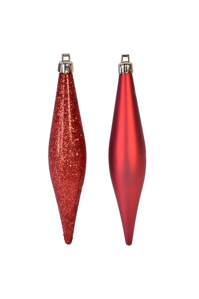 DD SHOP Set Ornamente de Craciun Turturi Rosii Mat Glitter 16cm - 6buc