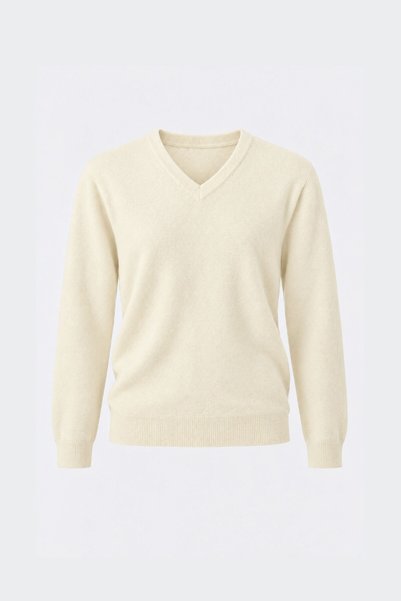 Suud Collection Ecru Mona V-Neck Sweater