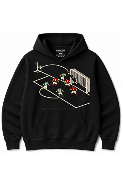 Rabona Fashion هودي برسومات كرة القدم لمشهد تسديدة ركنية في اللحظات الأخيرة
