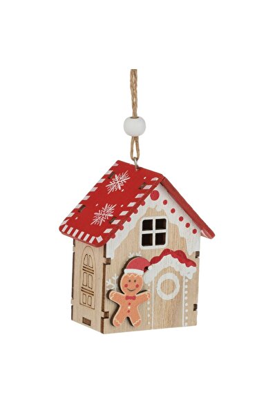 DD SHOP Ornament Brad de Craciun Casuta din Lemn Rosie Alba cu Figurina Om de...