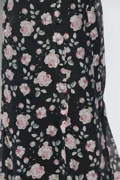 Kitschen Women's Floral Chiffon Midi Skirt with Ruffled Hem