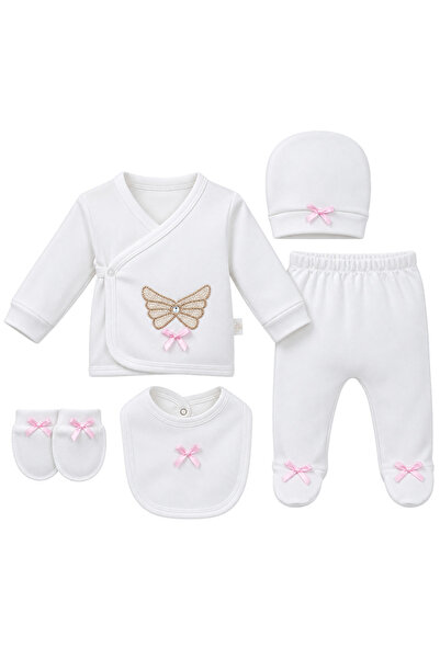 chic try unique Baby Girl Newborn 5-Piece Hospital Discharge Set with Angel W...