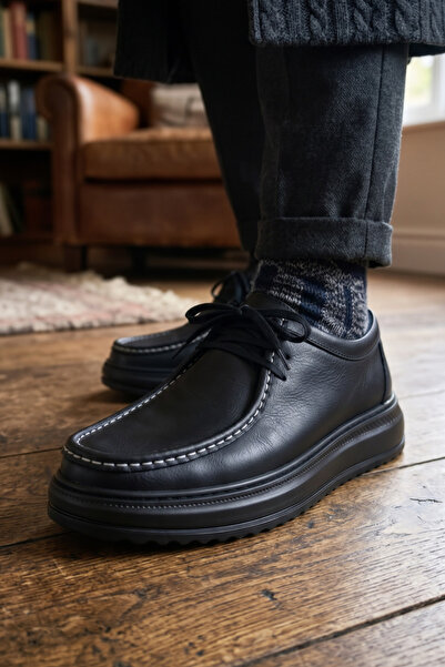 Godystep Pantofi mocasini casual pentru bărbați, din piele naturală neagră Ro...