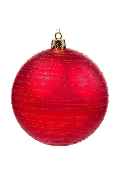 DD SHOP Ornament Brad de Craciun Glob Rosu Mat Glitter 15cm - Globuri Decorat...