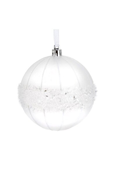 DD SHOP Ornament Brad de Craciun Glob Transparent Frosty cu Tinsel Alb Ø10cm