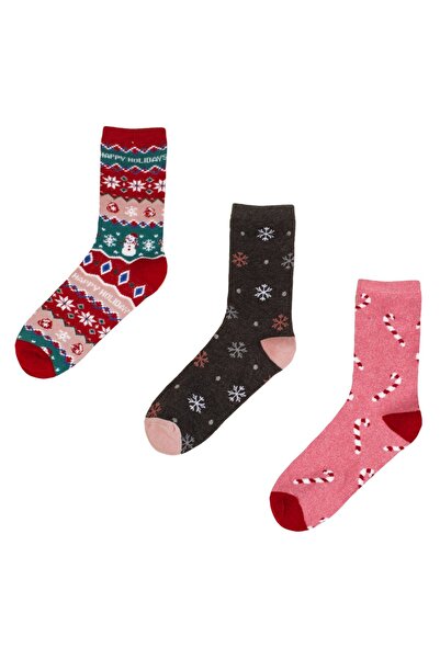 DD SHOP Sosete de Craciun Rosii Gri Roz cu Modele pentru Femei (36-41) - 3 pe...