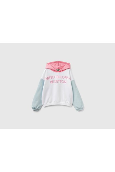United Colors of Benetton هودي ماكسي بشعار للفتيات