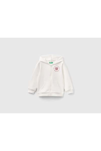 United Colors of Benetton هودي بناتي بأكمام طويلة وسحاب