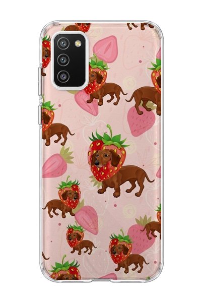 lelia Samsung Galaxy A02S Compatible Strawberry Sausage Dog Printed Transpare...