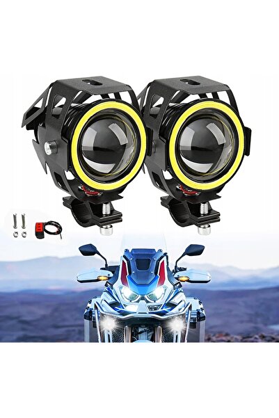 NO BRAND 2x Proiector de lucru cu halogen pentru motocicletă/ATV, cu inel LED...