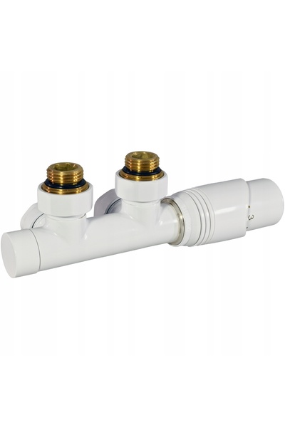 HANZELA Robinet termostatic unghiular DUOPLEX pentru încălzitor, kit alb PEX1...
