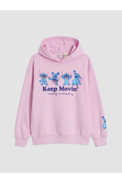 LC Waikiki Alita City Lcw Kids Lilac Stitch Printed Girls' Thick Sweatshirt w...