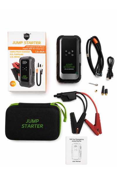 Multimarca Car Jump Starter LS-80A 2500A with Compressor 150 PSI, 29.800 mAh